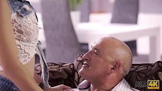 OLD4K. Handsome daddy able to please all needs of beautiful