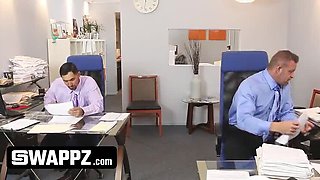 Office Orgy: Horny Stepdads Swap Teen Stepdaughters for Hardcore Foursome