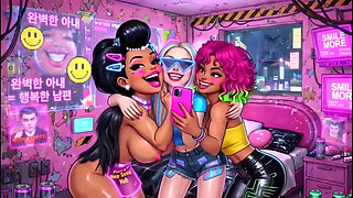 Funny Cartoon Girl Topless, Ai Animation