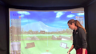 Trying to Golf in a Simulator with My Lush in! Trying Not to Cum While I Swing!