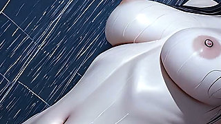 Nude Woman Shower Head Pressed Firmly to Swollen Clit