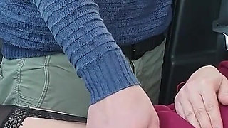 Dogging My Wife in Car Parking Squirting and Jerks off an Viewer Caught by Police Misscreamy