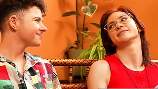 Horny lesbians lick each other's big clitoris