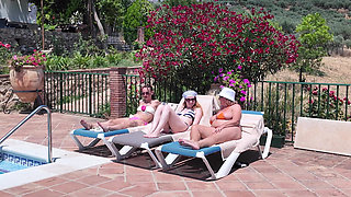 Mature Swingers Holiday Pool Side Reverse Gangbang