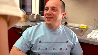 Slutty Wife Fucks with Her Husband's Friend in the Kitchen