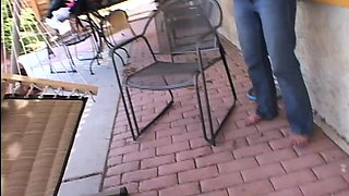 Little April Gets Oral Outdoors