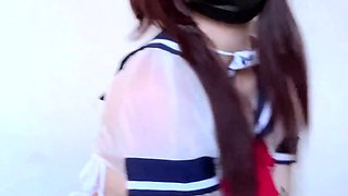 Horny japanese teen satomi stuffs herself with toy