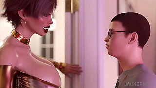 Jackerman After Party Fucks Teen MILF with Big Tits and Big Cock in 3D Animation