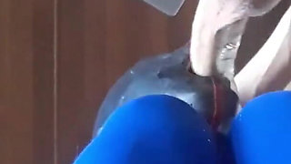 I'm bound and hooded on high heels and pantyhose, deepthroat a big cock for 24 minutes and swallow cum