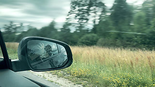 Roadtrip Cum - Foot Tease, New Pussy Piercing and Real Orgasm