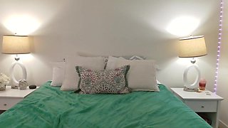 Alluring indian beauty enjoys sensual lingerie solo bed passion
