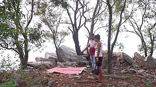 Couple Enjoy in River and Mountain