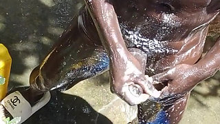 Heavy Wet and Slippery Huge Black Cock Wants to Cum on the Floor