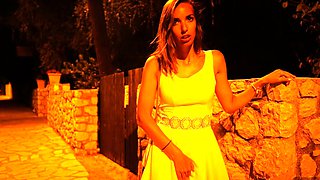 Blonde amateur enjoys the feeling of masturbating outdoors