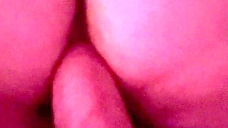 Shy girlfriend rides my cock on the sofa