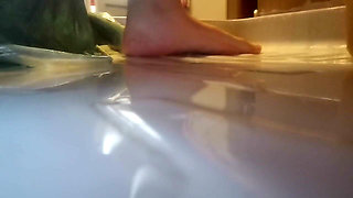 Shower Giantess: Colossal Bare Feet in the Rain