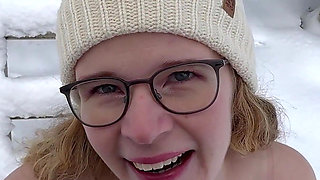 Romantic Snow Hike Ends in Hard Doggy and Facial!