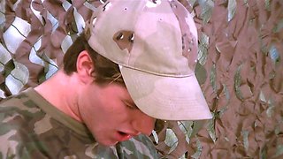 Military Gay Twinks Deep Blowjob and Bareback Fuck