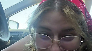 Hairy Pussy Slut Gives Me a Car Blowjob During Roadtrip! Chloe Kreams, Steve Rickz