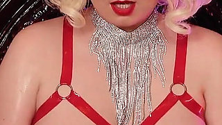 Sexy Hot Blonde MILF Eating Donuts - Food Fetish in Latex Rubber Opera Long Gloves