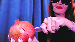 Leather mistress Eva Latex hot food fetish kink BDSM boots MilF mature solo kink dominatrix bathroom