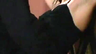 Humiliating bondage and pussy caresses