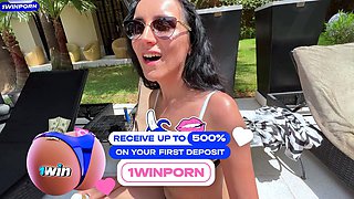risky blowjob from a stranger in a villa near the pool