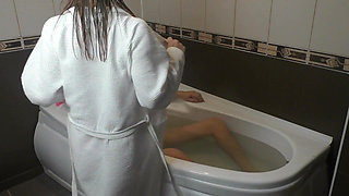 Suck Dick and Balls in the Hot Bath #cumshot on Face