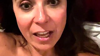 Hot brunette big boobs toying pink pussy