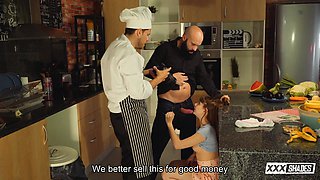 Max Cortes Watches Brunette in Forbidden Kitchen Passion