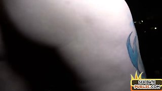 Chubby public slut gets fucked outdoor in car by sex date