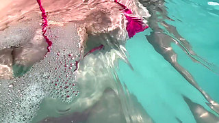 Artemisia Love Sexy and Horny Underwater Showing Her Big Tits in a Super Micro Bikini and You Can See Her Aureolas…