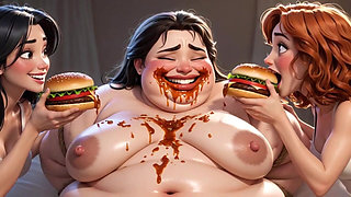 Obese Ugly Slave Covered in Food - Humiliated by Gorgeous Mistresses