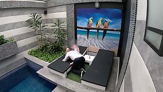 Hotel Waiter Surprise: I Undress, He Eats My Tight Pussy, Then I Give a Blowjob Until He Cums in My Mouth