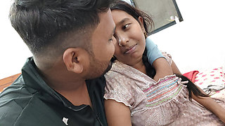 Indian desi stepsister and stepbrother slowly slowly kissing hot and sucking boobs.