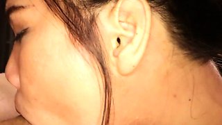Perfect blowjob by horny Asian shemale