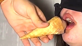 Ice Cream Game. Step Sis Getting a Huge Cumshot on Her Face During the Taste Game