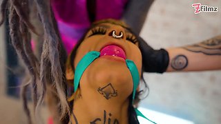 Double Latex Femdom Spit & Dildo Domination