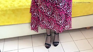 Stunning Aunty Sandra in Black Stockings and Girdle - Big Tits Amateur Solo