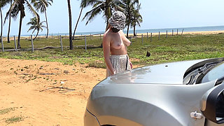 Batty Lux Topless Car Washing Busty Blonde Cleaning Car with Big Natural Tits