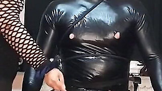 Latex Clad Stud Milked Hard by Busty Domme Tease