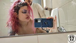 Fucking at Public Toilet Standing Doggy Fuck Facial Cumshot