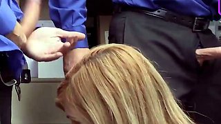Redhead secretary caught in a secret gangbang by her