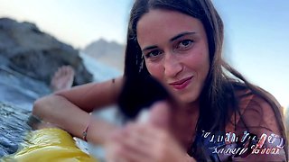 Hot Latina Sandralyd gives a wild outdoor handjob and blows it all