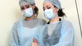 Nurses jerk and suck off Johhny to get a semen sample,