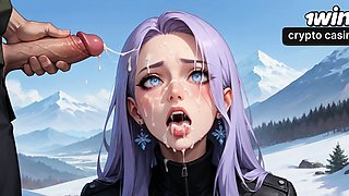 Snow Queen's Milk Spray Orgasm in Alpine Peaks