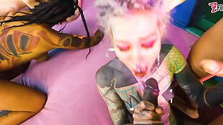 Hardcore group sex with big gapes, a2m and double fuck hole masturbating