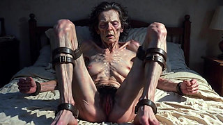85yo Granny Tied up - Big Open Hairy Pussy Begging for Cum Inside