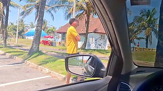 Skinny amateur car driver gets her greedy pussy fingered by naughty stranger