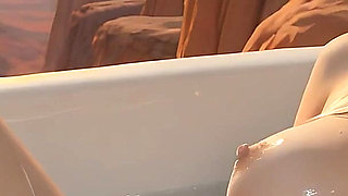European Twilight Sorceress Bathtub Masturbation with Soapy Scissoring